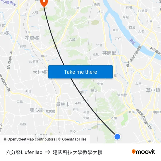 六分寮Liufenliao to 建國科技大學教學大樓 map