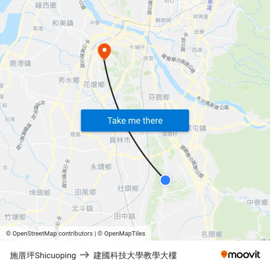 施厝坪Shicuoping to 建國科技大學教學大樓 map