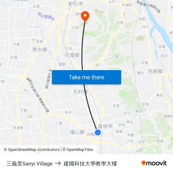 三義里Sanyi Village to 建國科技大學教學大樓 map