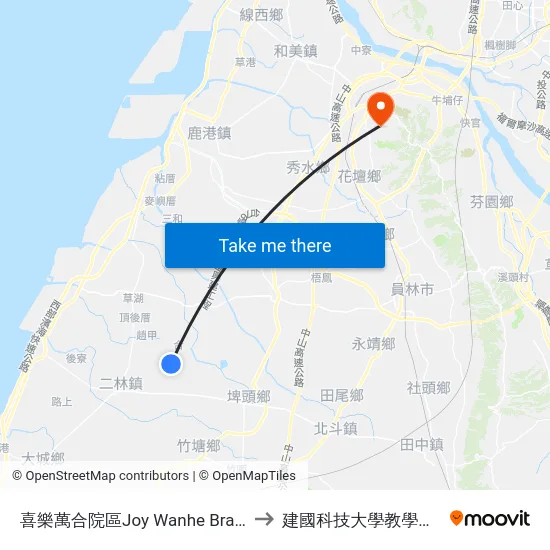 喜樂萬合院區Joy Wanhe Branch to 建國科技大學教學大樓 map