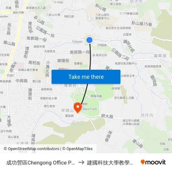 成功營區Chengong Office Park to 建國科技大學教學大樓 map