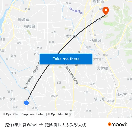 挖仔(泰興宮)Wazi to 建國科技大學教學大樓 map