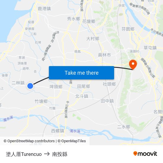 塗人厝Turencuo to 南投縣 map
