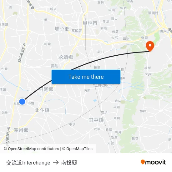 交流道Interchange to 南投縣 map