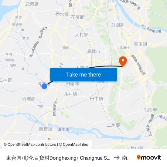 東合興/彰化百寶村Donghexing/ Changhua Souvenir Center to 南投縣 map