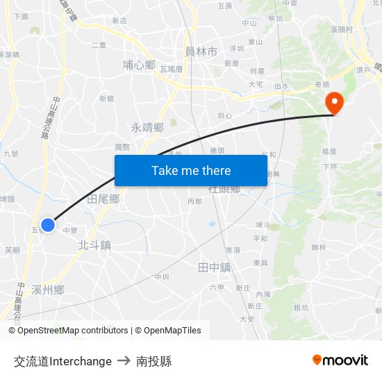 交流道Interchange to 南投縣 map