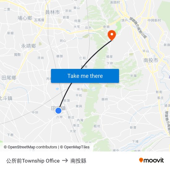 公所前Township  Office to 南投縣 map