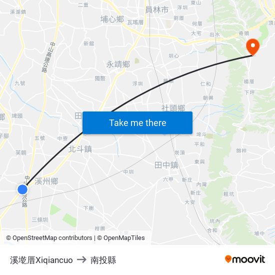 溪墘厝Xiqiancuo to 南投縣 map