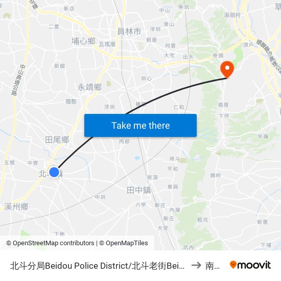 北斗分局Beidou Police District/北斗老街Beidou Old Street to 南投縣 map