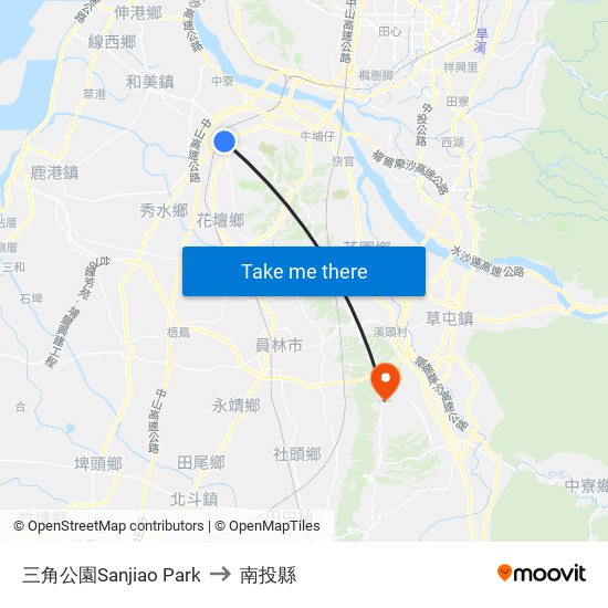 三角公園Sanjiao Park to 南投縣 map