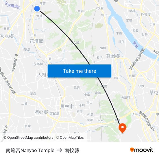 南瑤宮Nanyao Temple to 南投縣 map