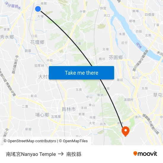 南瑤宮Nanyao Temple to 南投縣 map
