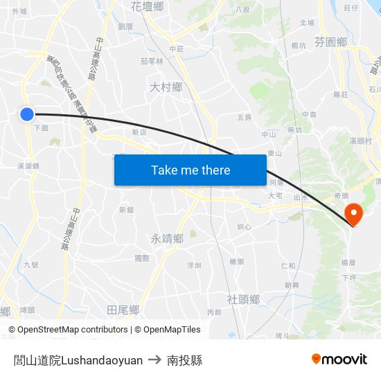 閭山道院Lushandaoyuan to 南投縣 map