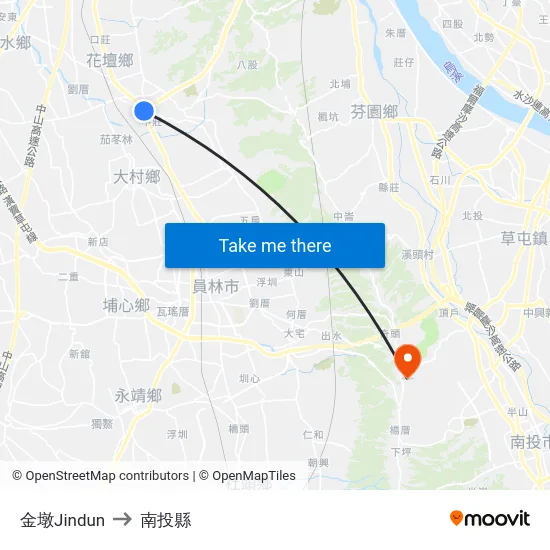 金墩Jindun to 南投縣 map