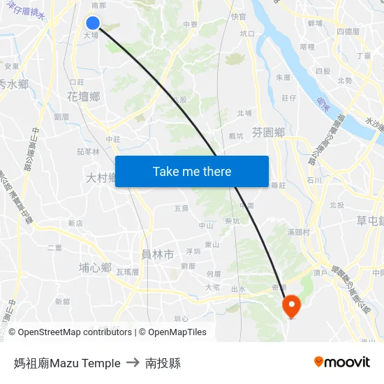 媽祖廟Mazu Temple to 南投縣 map