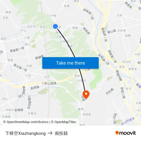 下樟空Xiazhangkong to 南投縣 map