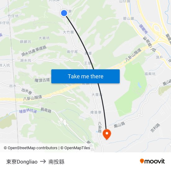 東寮Dongliao to 南投縣 map