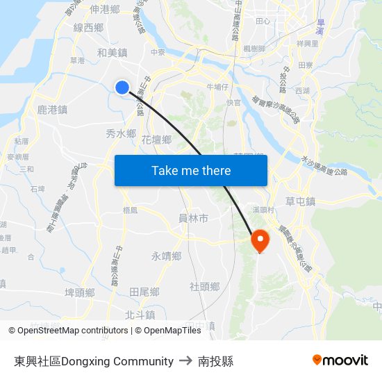 東興社區Dongxing Community to 南投縣 map