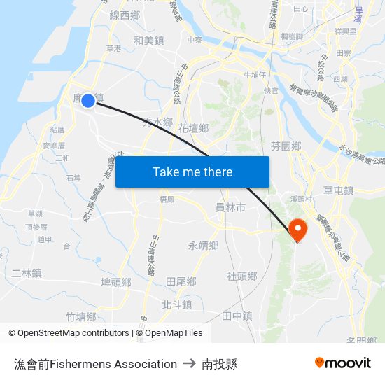 漁會前Fishermens Association to 南投縣 map