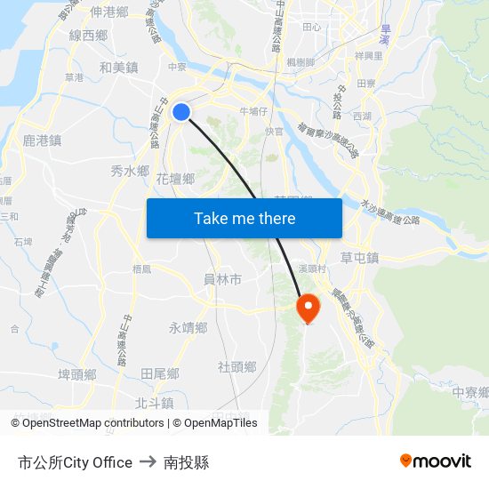 市公所City Office to 南投縣 map