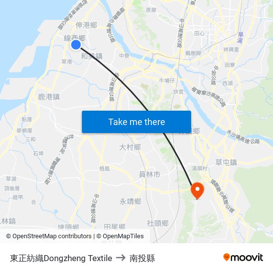 東正紡織Dongzheng Textile to 南投縣 map