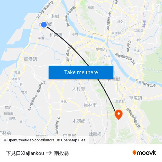 下見口Xiajiankou to 南投縣 map