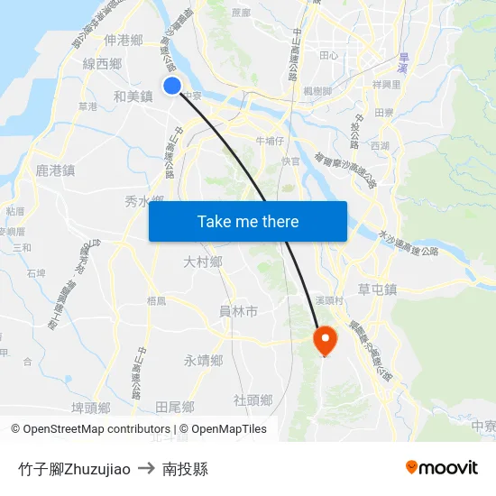 竹子腳Zhuzujiao to 南投縣 map