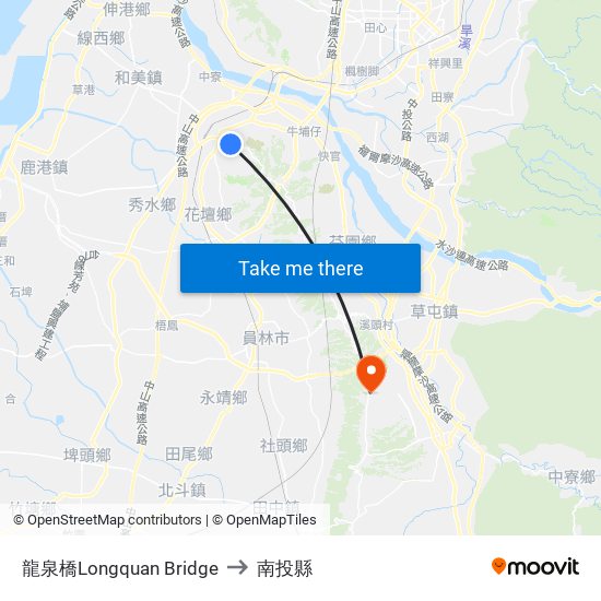 龍泉橋Longquan Bridge to 南投縣 map