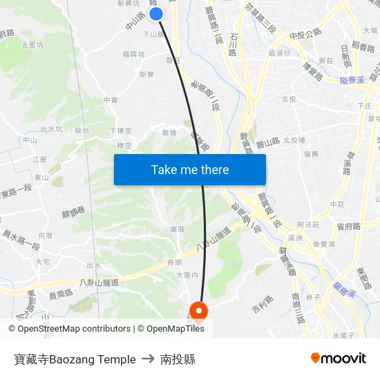 寶藏寺Baozang Temple to 南投縣 map