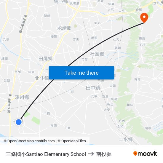 三條國小Santiao Elementary School to 南投縣 map