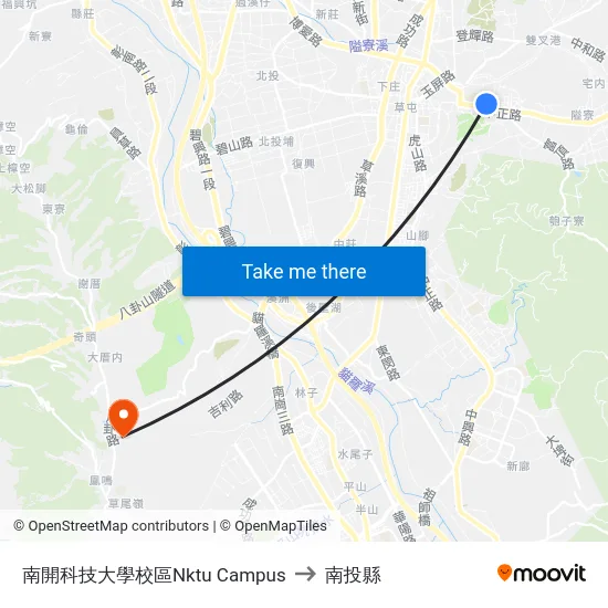 南開科技大學校區Nktu Campus to 南投縣 map