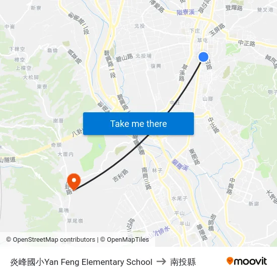 炎峰國小Yan Feng Elementary School to 南投縣 map