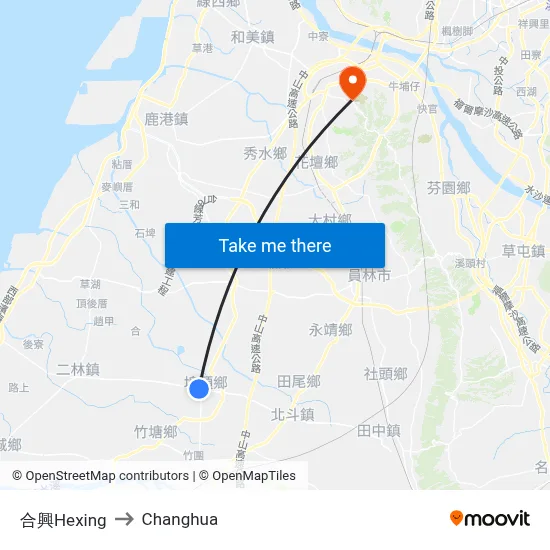 Hexing to Changhua map