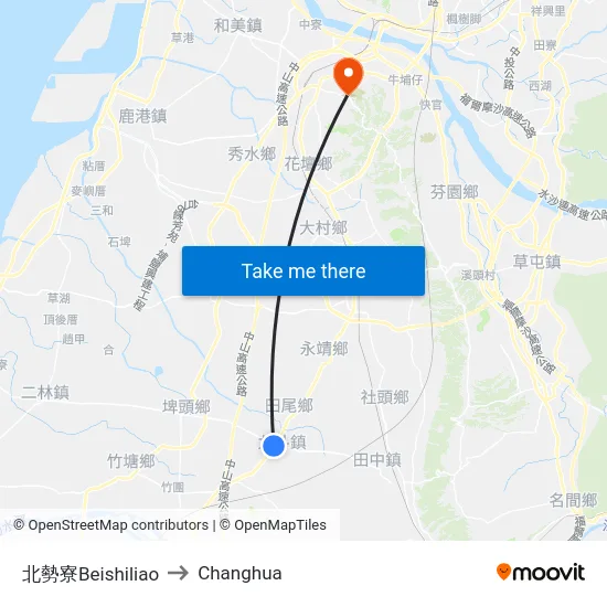 Beishiliao to Changhua map