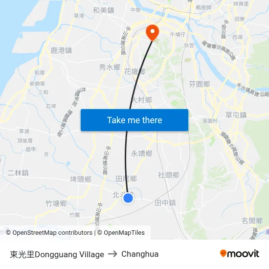 Dongguang Village to Changhua map
