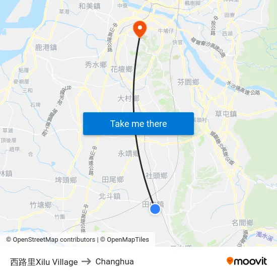 Xilu Village to Changhua map