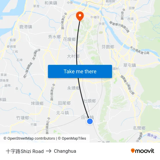 Shizi Road to Changhua map