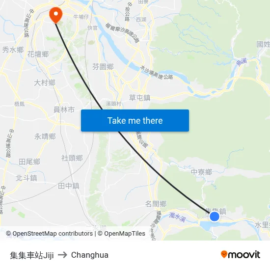 Jiji to Changhua map
