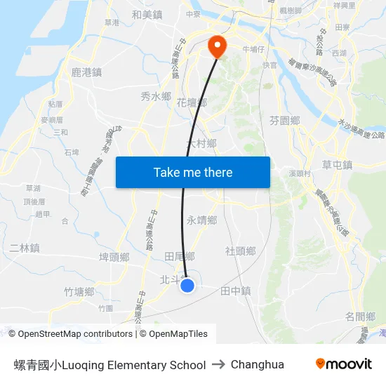 Luoqing Elementary School to Changhua map