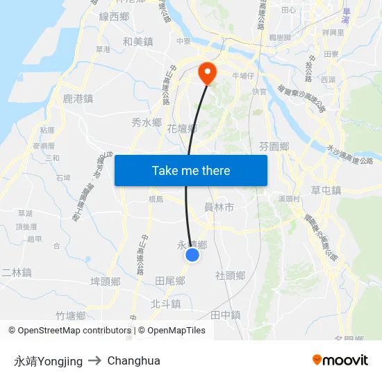 永靖Yongjing to Changhua map