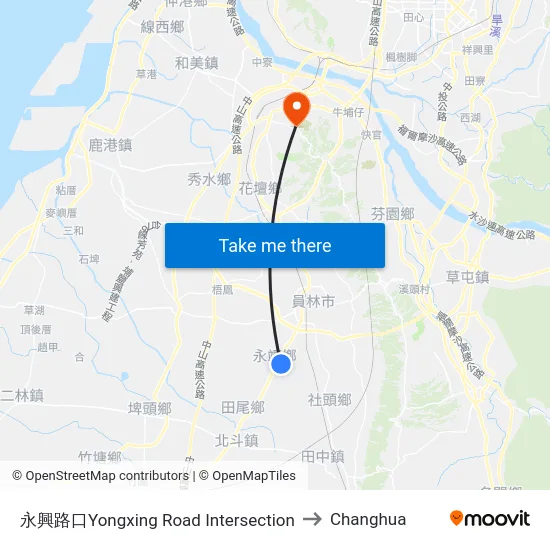 Yongxing Road Intersection to Changhua map