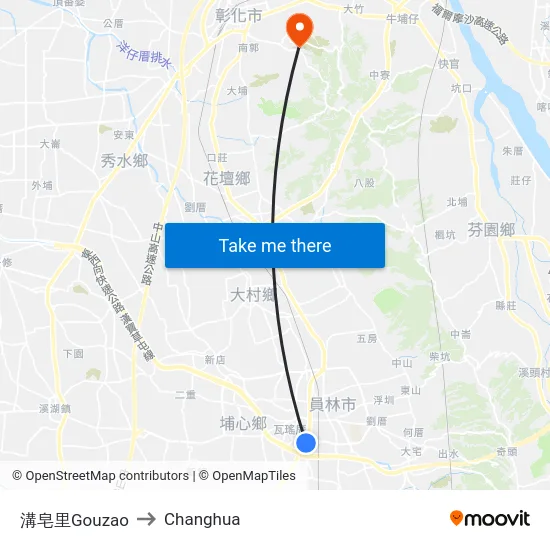 溝皂里Gouzao to Changhua map