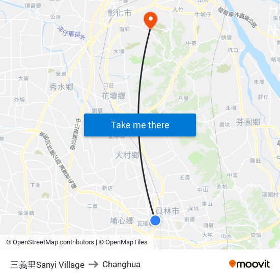 三義里Sanyi Village to Changhua map