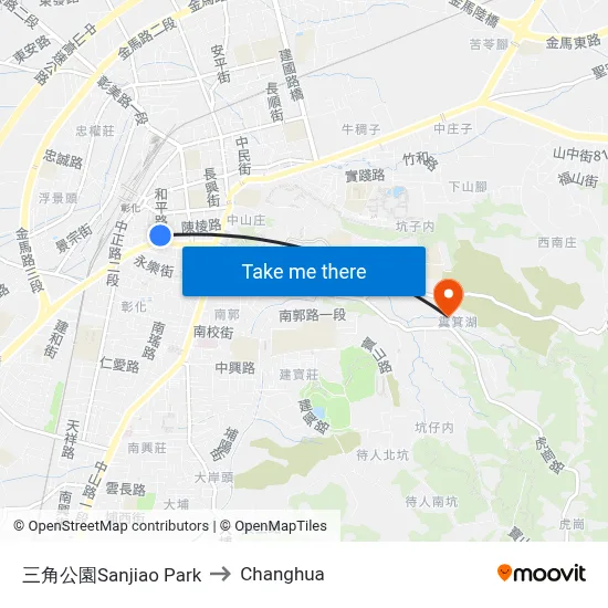 三角公園Sanjiao Park to Changhua map