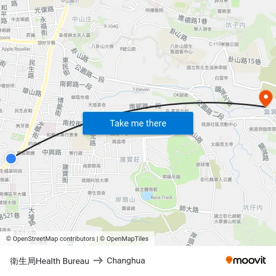 Health Bureau to Changhua map