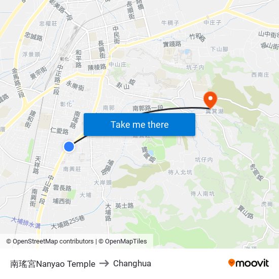 南瑤宮Nanyao Temple to Changhua map