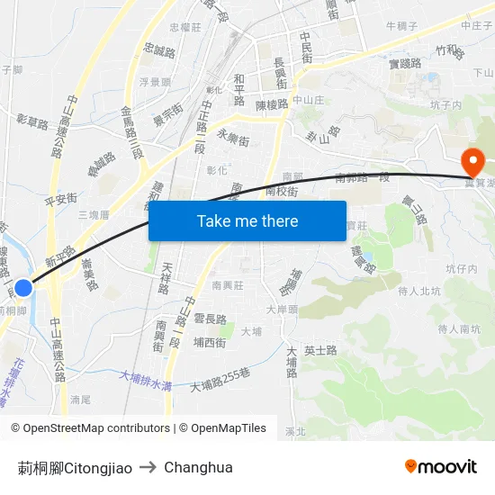 莿桐腳Citongjiao to Changhua map
