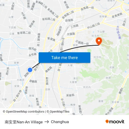 南安里Nan-An Village to Changhua map