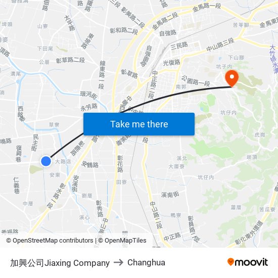 加興公司Jiaxing Company to Changhua map