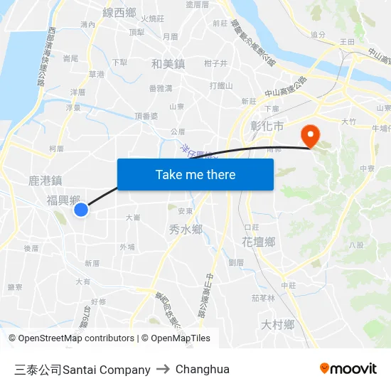 Santai Company to Changhua map